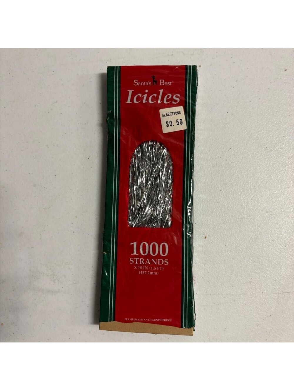 Vintage Santas Best Christmas Icicles Silver Tinsel 1000 Strands 18 Inch 1997